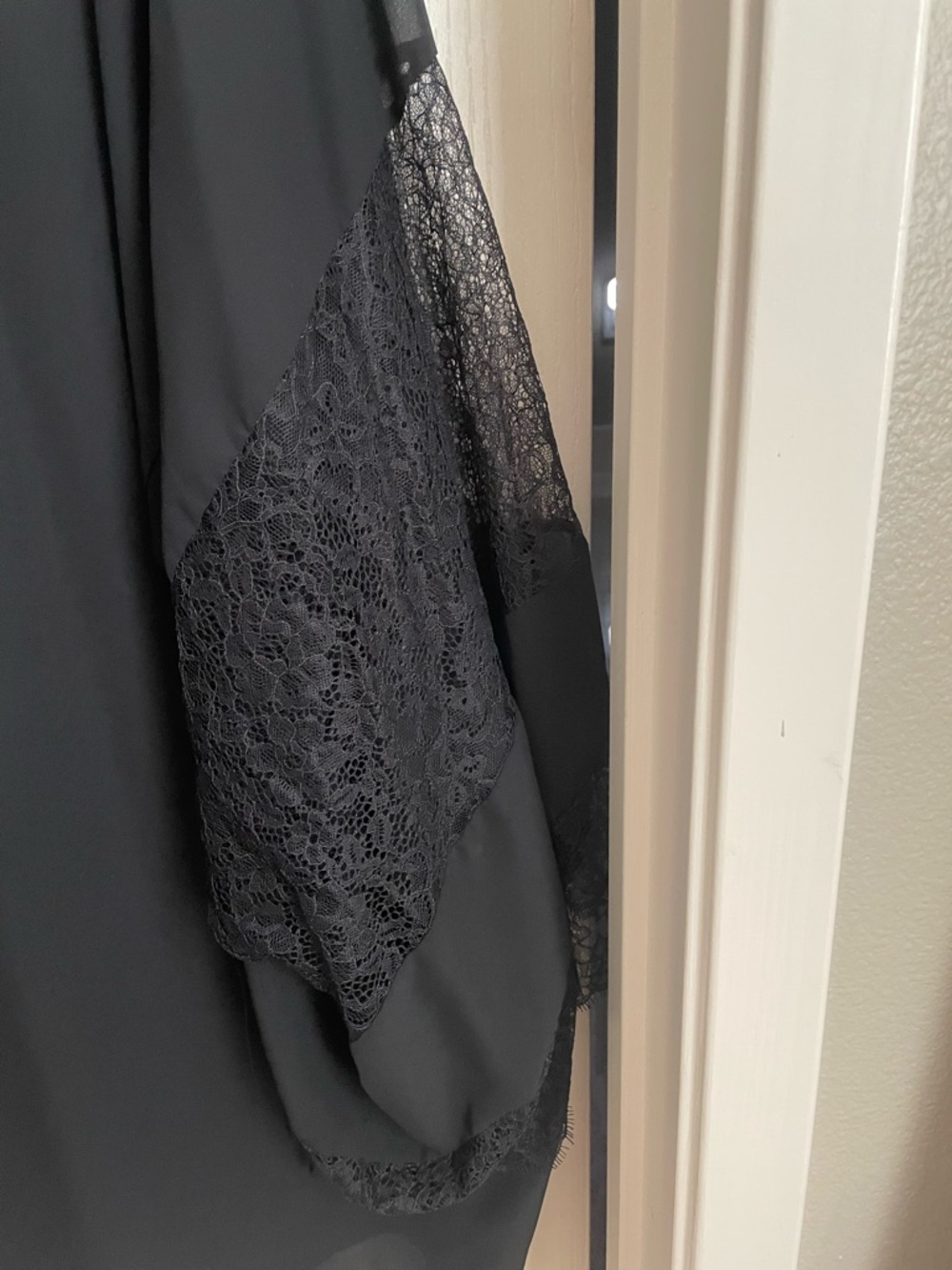 Cacique Black Sheer Lace-Trim Kimono Swim Robe - Picture 2 of 6
